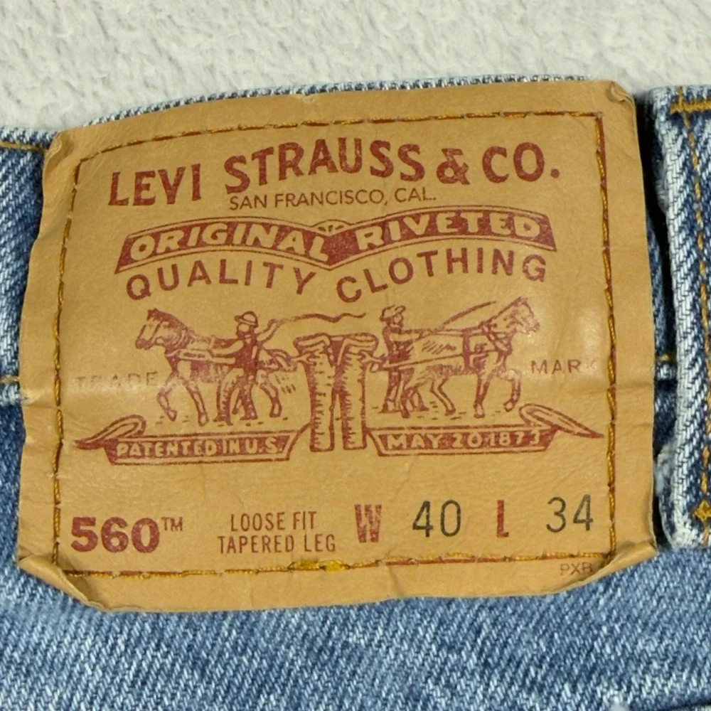 Levi's 560 Loose Fit Tapered Leg Jeans Mens 38x33 Blue Vintage Made in USA 90s‎